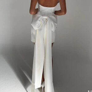 Meredith Strapless Bow Mini Dress - White